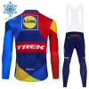 Set Fietsshirt Lange Mouw + Lange Koersbroek 2024 Lidl-Trek Winter Thermal Fleece Blauw